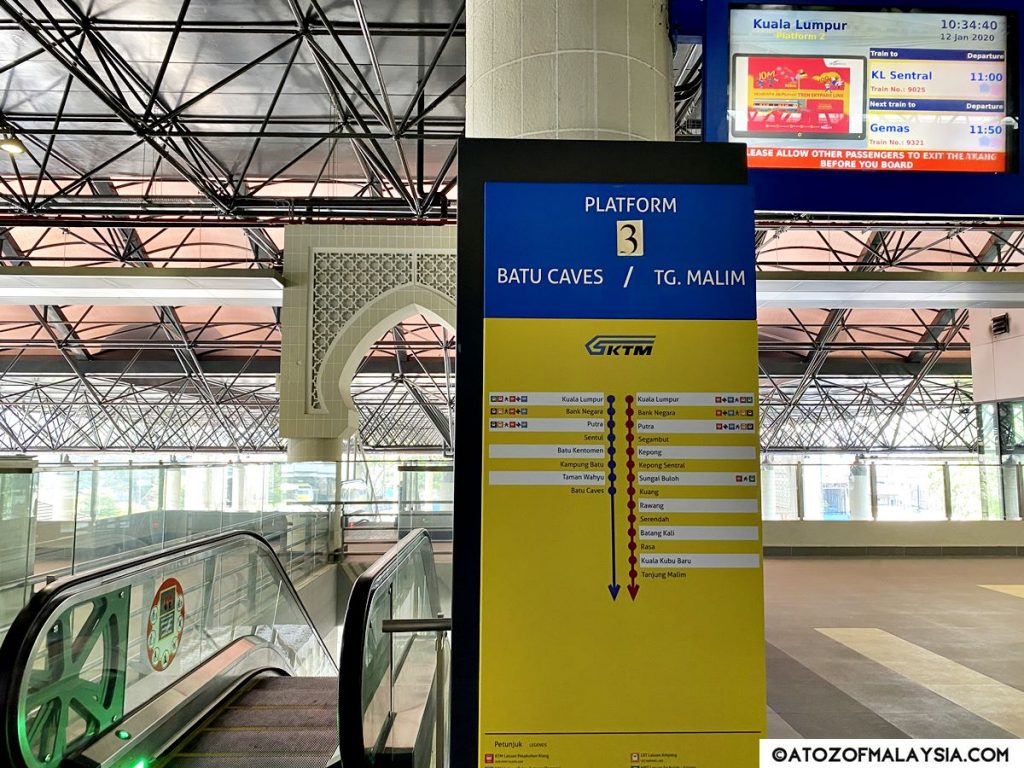 Platform 3 to Batu Caves KTM train station