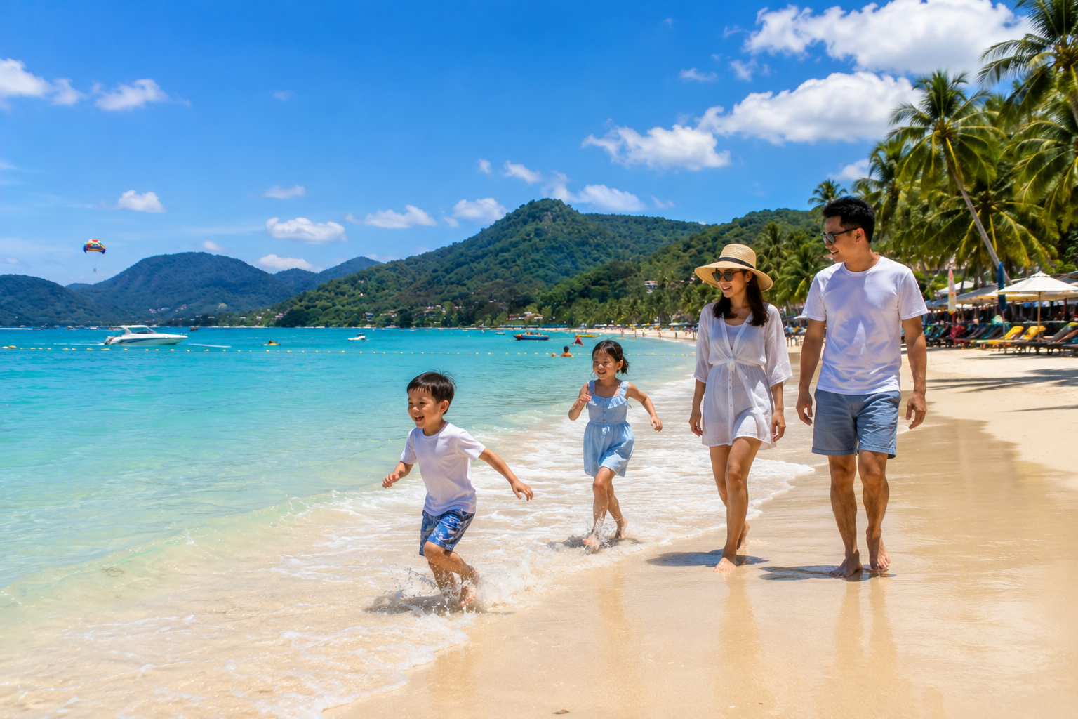 Family enjoying a beach day in Langkawi