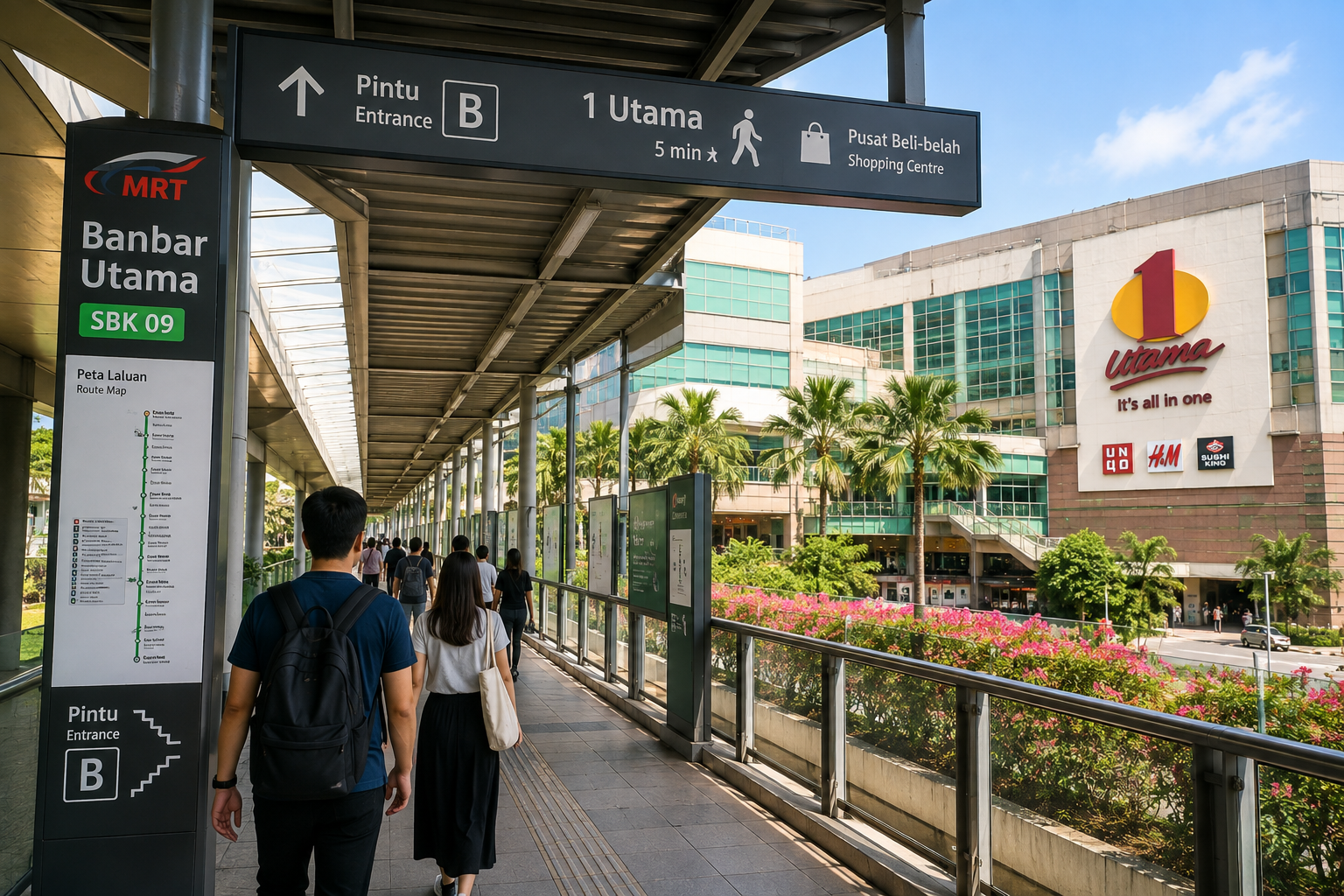 Covered connection from Bandar Utama MRT to 1 Utama